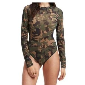 Good American camo mesh bodysuit